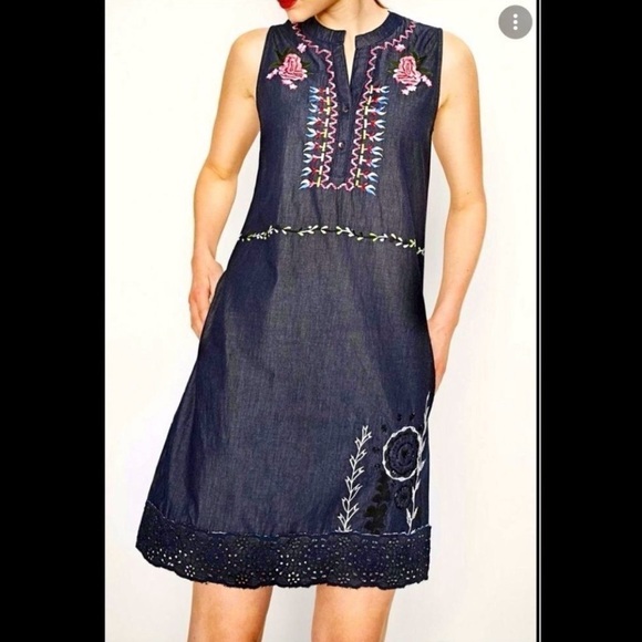 Desigual Dresses & Skirts - Desigual Denim Embroidered Dress